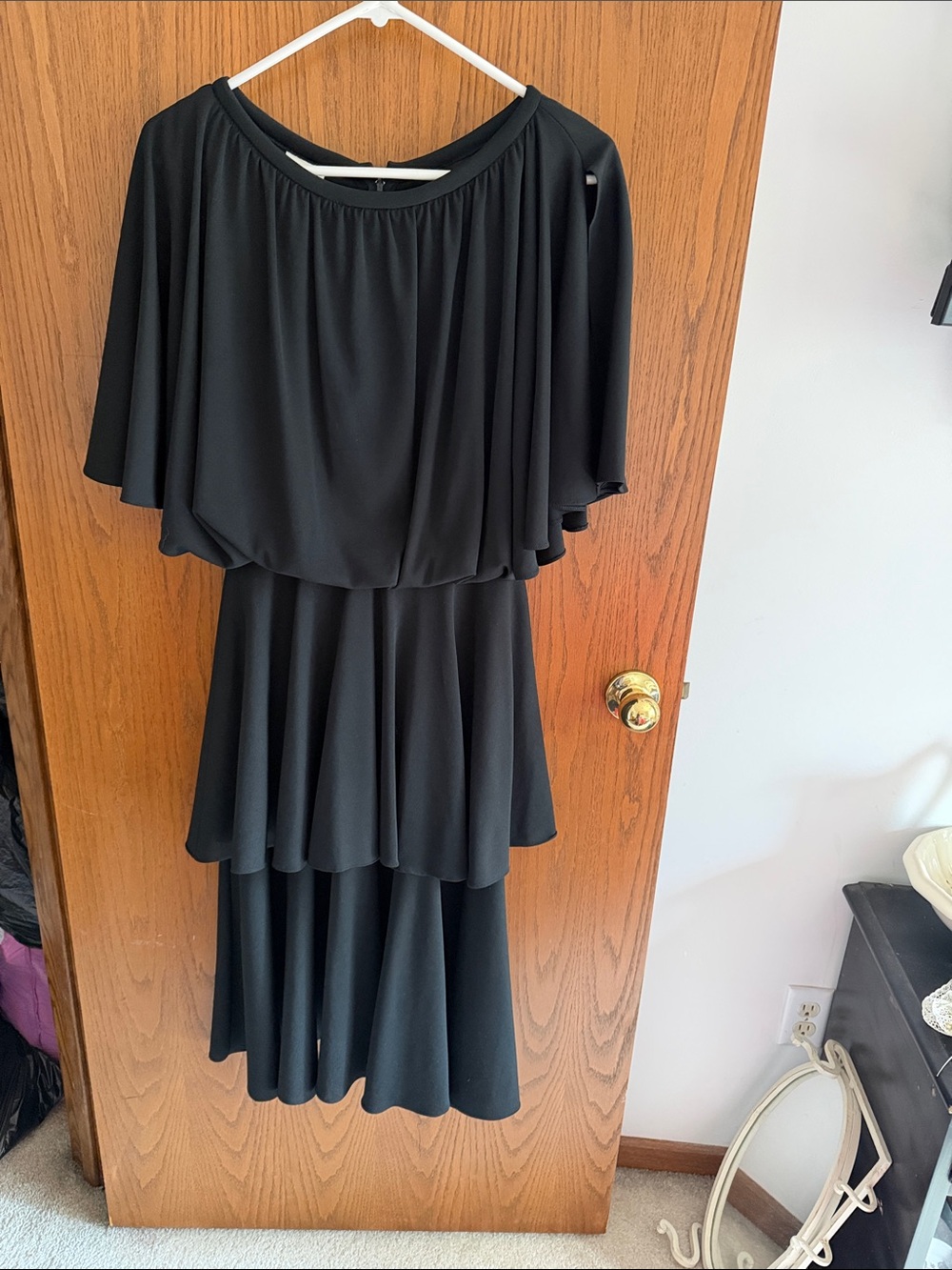 Black Tiered Flutter Sleeve Dress - Classic Women’s Evening Dress